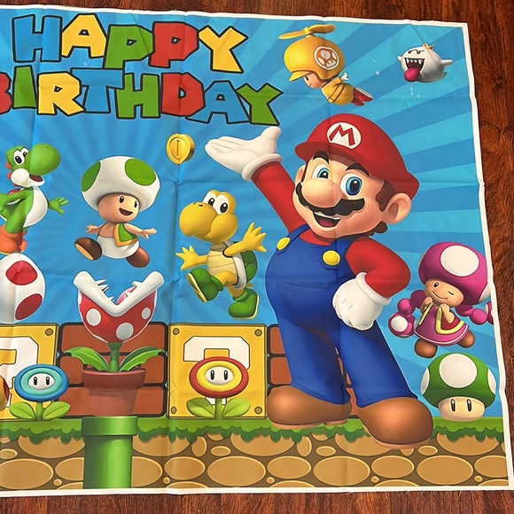 Super Mario Luigi Princess Peach Toad Birthday Party Decorations and Back Drop - Picture 4 of 17